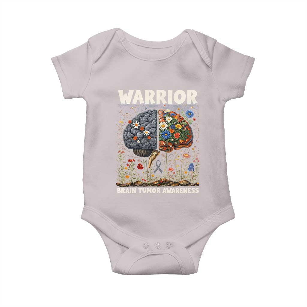 Brain Tumor Warrior Baby Onesie Gray Ribbon Brain Cancer Awareness TS10 Ice Gray Print Your Wear