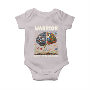 Brain Tumor Warrior Baby Onesie Gray Ribbon Brain Cancer Awareness TS10 Ice Gray Print Your Wear