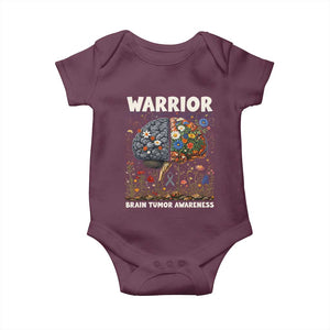 Brain Tumor Warrior Baby Onesie Gray Ribbon Brain Cancer Awareness TS10 Maroon Print Your Wear