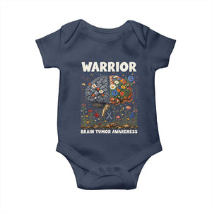 Brain Tumor Warrior Baby Onesie Gray Ribbon Brain Cancer Awareness TS10 Navy Print Your Wear