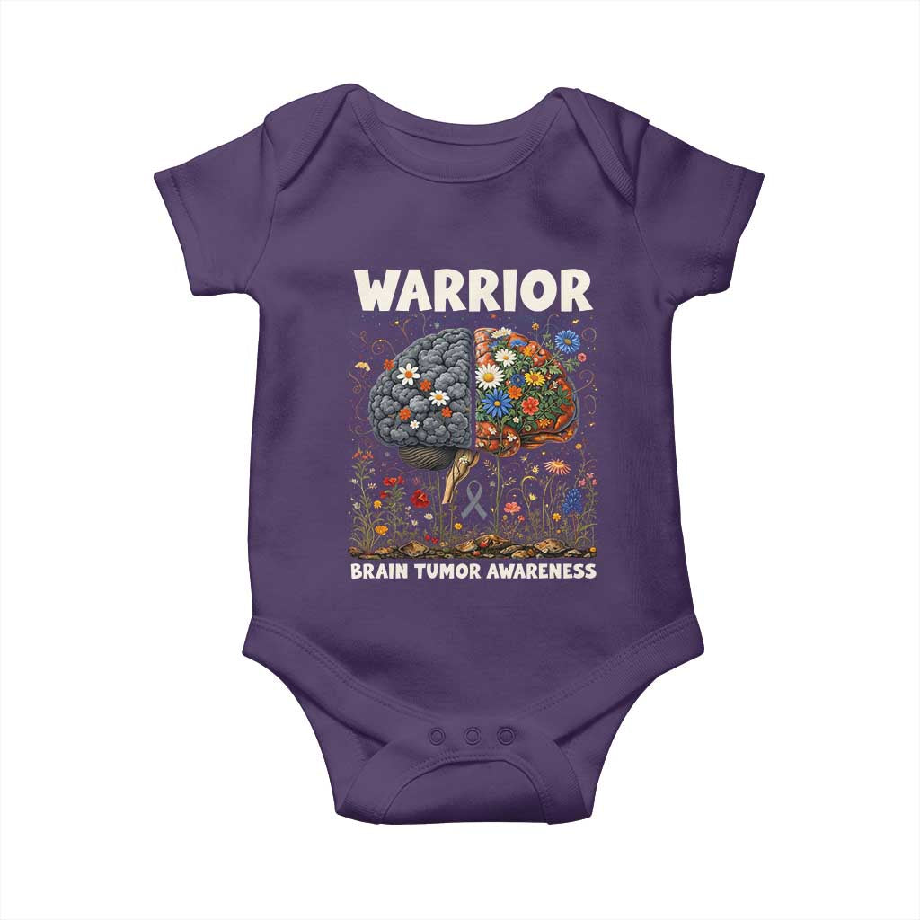 Brain Tumor Warrior Baby Onesie Gray Ribbon Brain Cancer Awareness TS10 Purple Print Your Wear