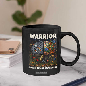 Brain Tumor Warrior Coffee Mug Gray Ribbon Brain Cancer Awareness TS10 Print Your Wear