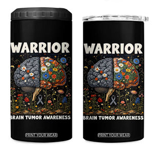 Brain Tumor Warrior 4 in 1 Can Cooler Tumbler Gray Ribbon Brain Cancer Awareness TS10 One Size: 16 oz Black Print Your Wear