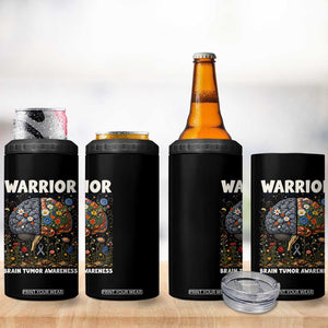 Brain Tumor Warrior 4 in 1 Can Cooler Tumbler Gray Ribbon Brain Cancer Awareness TS10 Print Your Wear