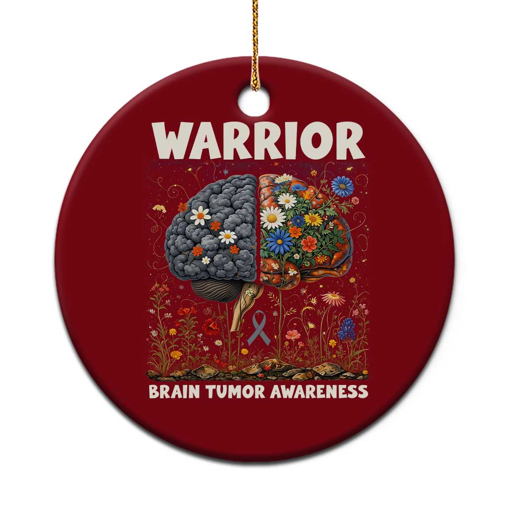 Brain Tumor Warrior Ceramic Ornament Gray Ribbon Brain Cancer Awareness TS10 1pc Red Print Your Wear