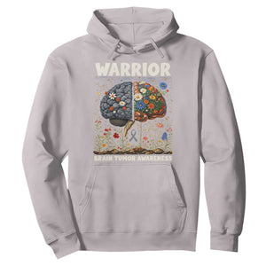 Brain Tumor Warrior Hoodie Gray Ribbon Brain Cancer Awareness TS10 Ice Gray Print Your Wear