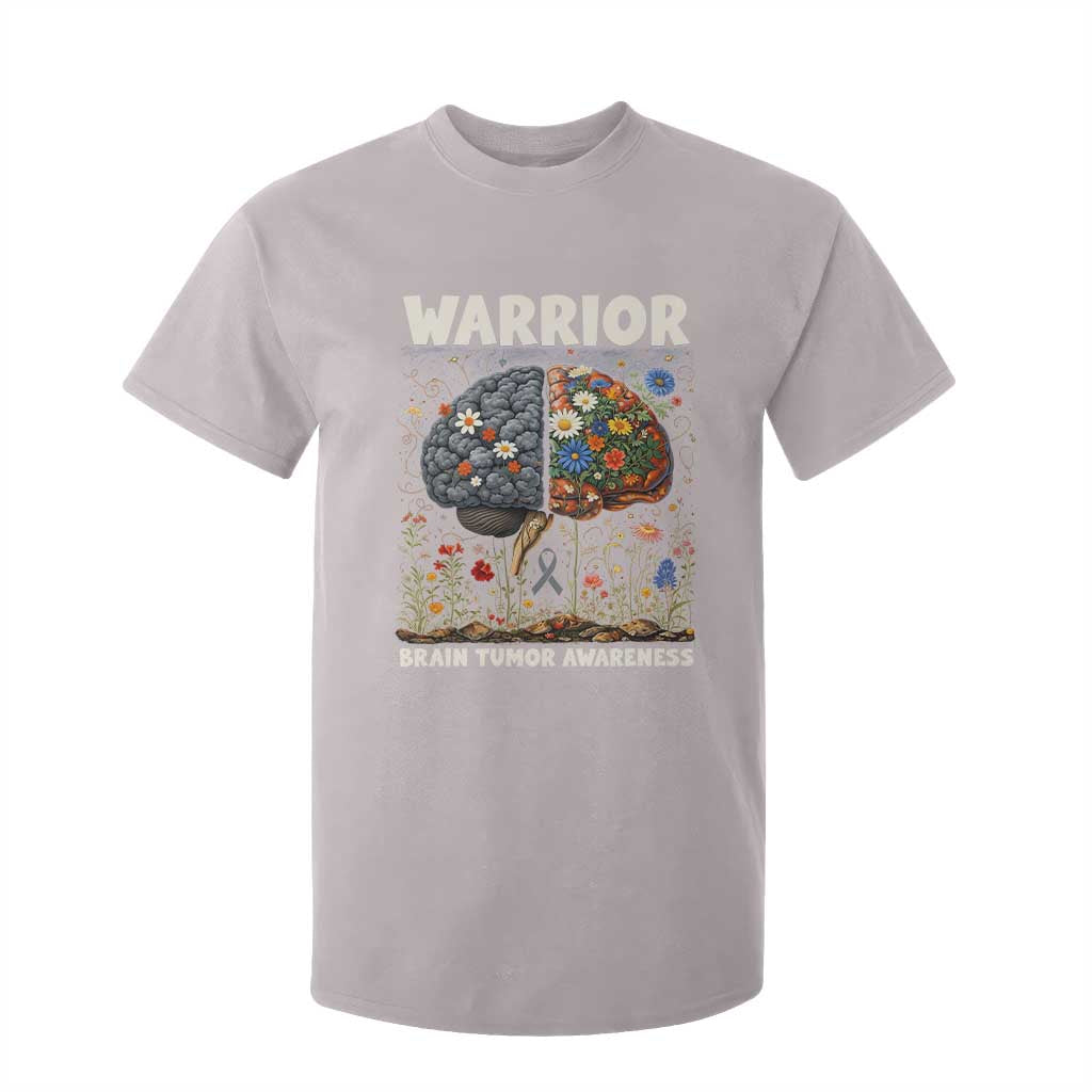 Brain Tumor Warrior T Shirt For Kid Gray Ribbon Brain Cancer Awareness TS10 Ice Gray Print Your Wear