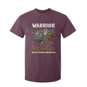 Brain Tumor Warrior T Shirt For Kid Gray Ribbon Brain Cancer Awareness TS10 Maroon Print Your Wear