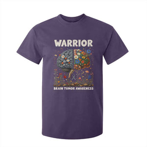 Brain Tumor Warrior T Shirt For Kid Gray Ribbon Brain Cancer Awareness TS10 Purple Print Your Wear