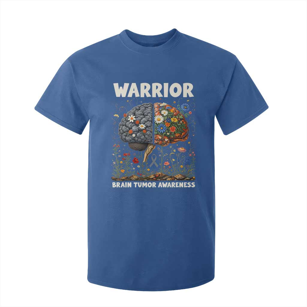 Brain Tumor Warrior T Shirt For Kid Gray Ribbon Brain Cancer Awareness TS10 Royal Blue Print Your Wear