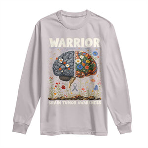 Brain Tumor Warrior Long Sleeve Shirt Gray Ribbon Brain Cancer Awareness TS10 Ice Gray Print Your Wear