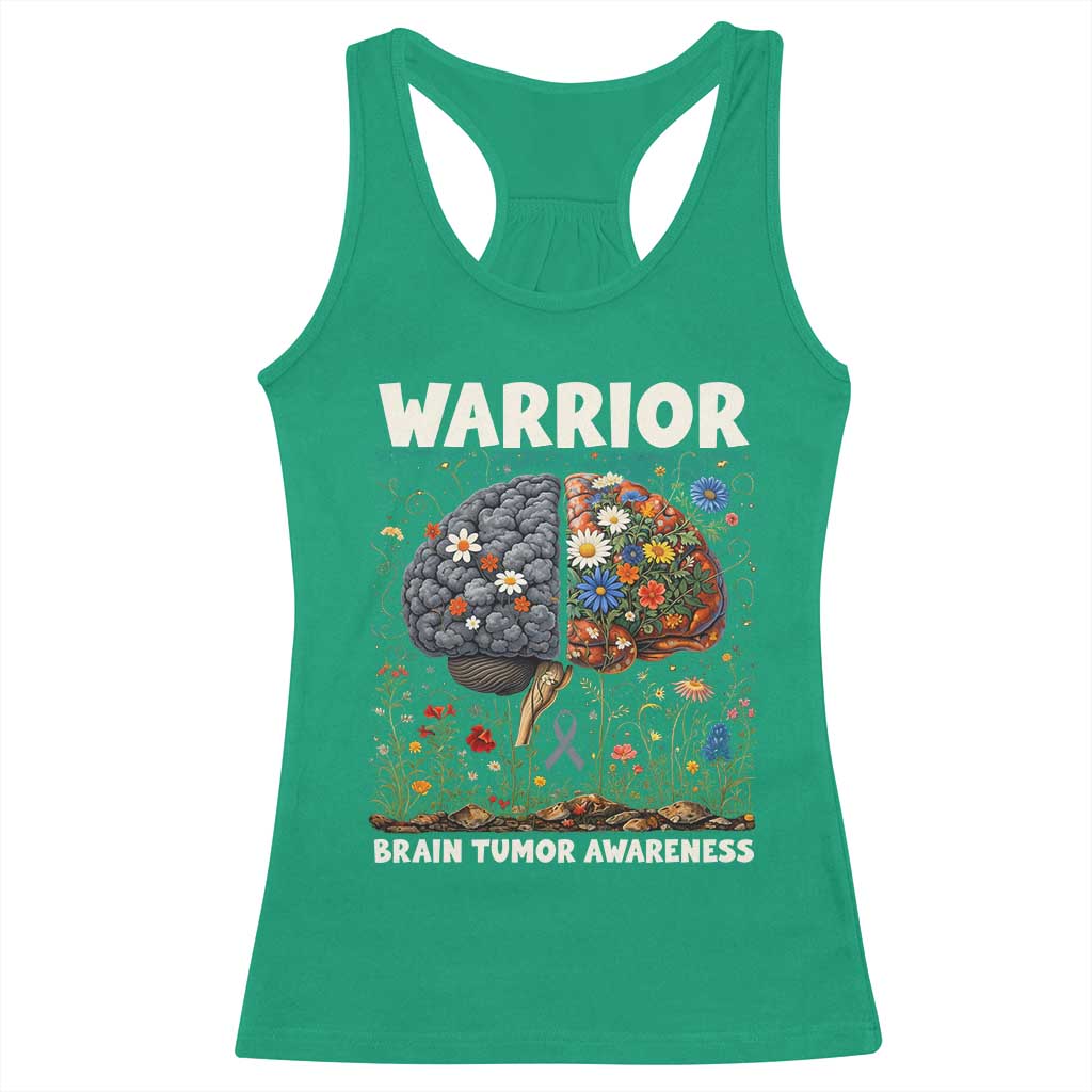 Brain Tumor Warrior Racerback Tank Top Gray Ribbon Brain Cancer Awareness TS10 Irish Green Print Your Wear