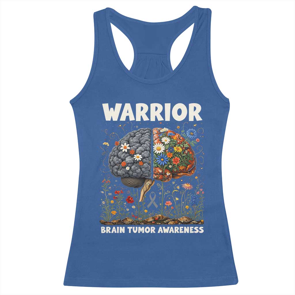 Brain Tumor Warrior Racerback Tank Top Gray Ribbon Brain Cancer Awareness TS10 Royal Blue Print Your Wear