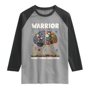 Brain Tumor Warrior Raglan Shirt Gray Ribbon Brain Cancer Awareness TS10 Sport Gray Black Print Your Wear