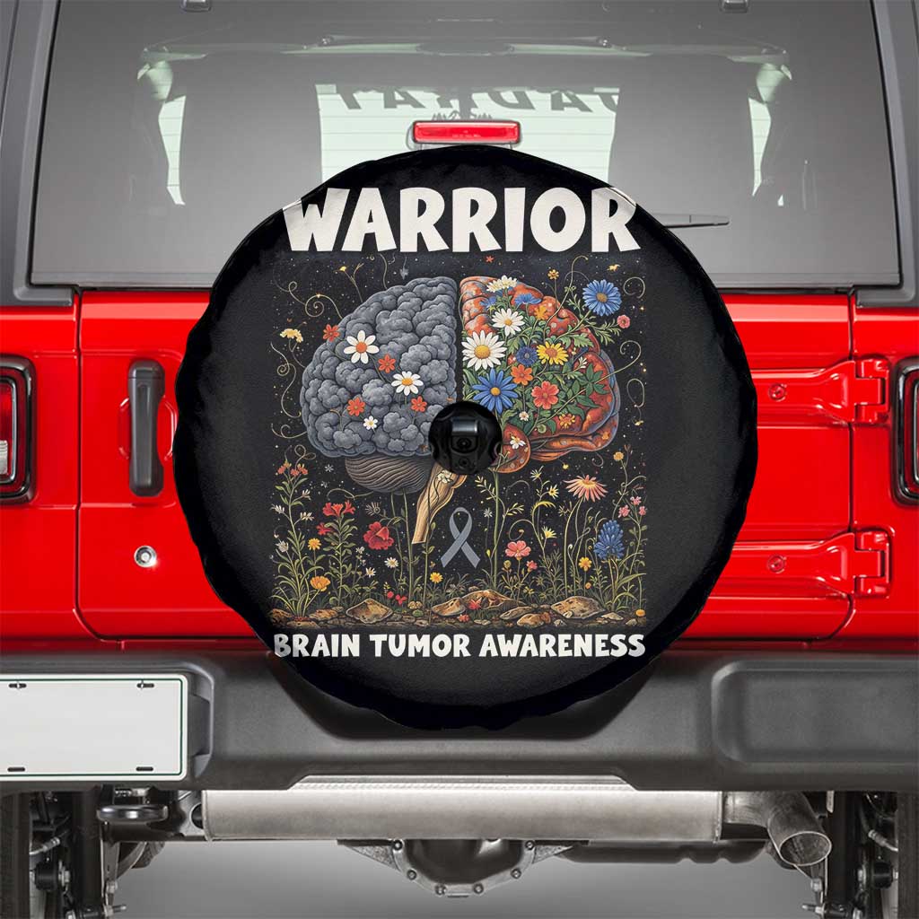 Brain Tumor Warrior Spare Tire Cover Gray Ribbon Brain Cancer Awareness TS10 Black Print Your Wear