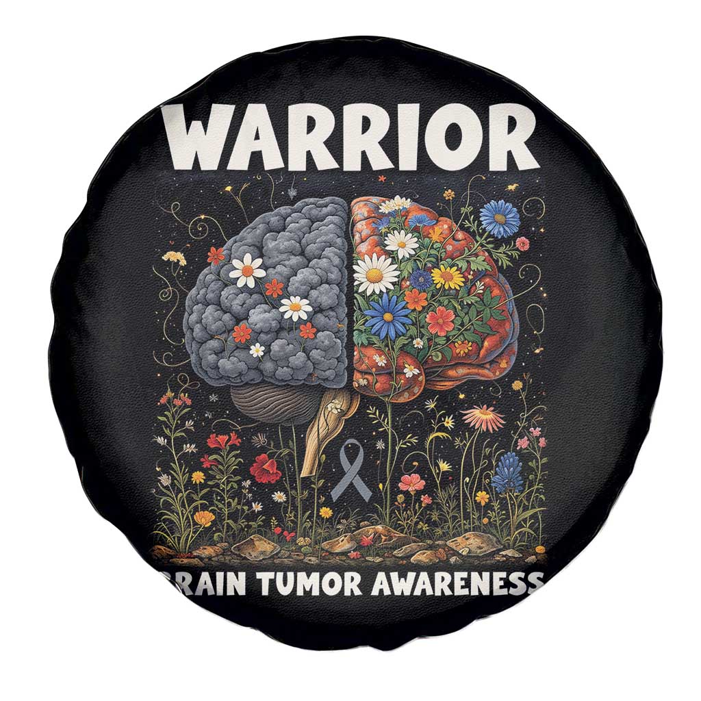 Brain Tumor Warrior Spare Tire Cover Gray Ribbon Brain Cancer Awareness TS10 Print Your Wear