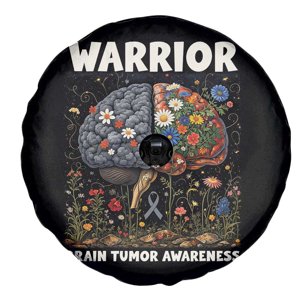 Brain Tumor Warrior Spare Tire Cover Gray Ribbon Brain Cancer Awareness TS10 Print Your Wear