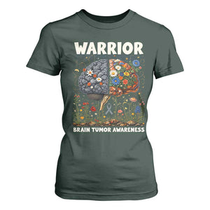 Brain Tumor Warrior T Shirt For Women Gray Ribbon Brain Cancer Awareness TS10 Dark Forest Green Print Your Wear