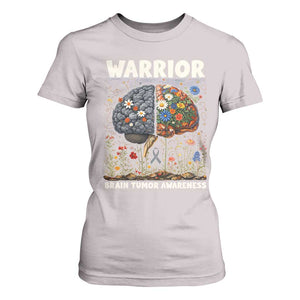 Brain Tumor Warrior T Shirt For Women Gray Ribbon Brain Cancer Awareness TS10 Ice Gray Print Your Wear