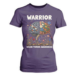 Brain Tumor Warrior T Shirt For Women Gray Ribbon Brain Cancer Awareness TS10 Purple Print Your Wear