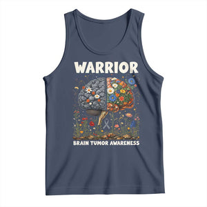 Brain Tumor Warrior Tank Top Gray Ribbon Brain Cancer Awareness TS10 Navy Print Your Wear