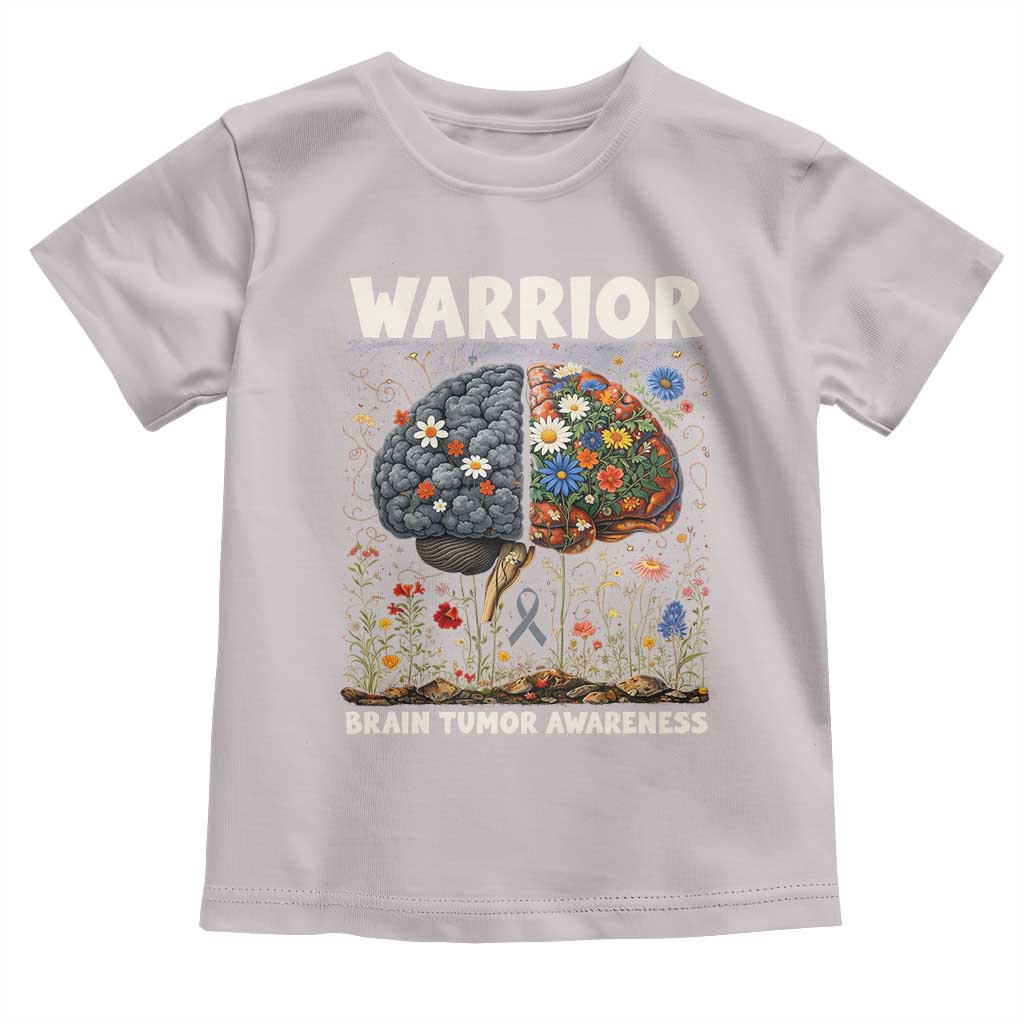 Brain Tumor Warrior Toddler T Shirt Gray Ribbon Brain Cancer Awareness TS10 Ice Gray Print Your Wear