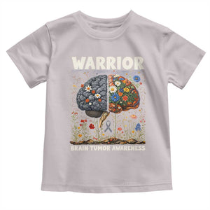 Brain Tumor Warrior Toddler T Shirt Gray Ribbon Brain Cancer Awareness TS10 Ice Gray Print Your Wear