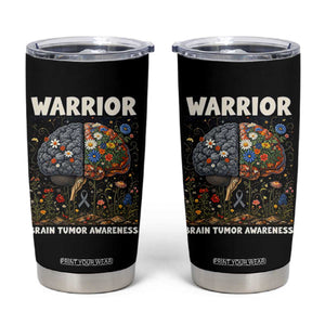 Brain Tumor Warrior Tumbler Cup Gray Ribbon Brain Cancer Awareness TS10 Black Print Your Wear
