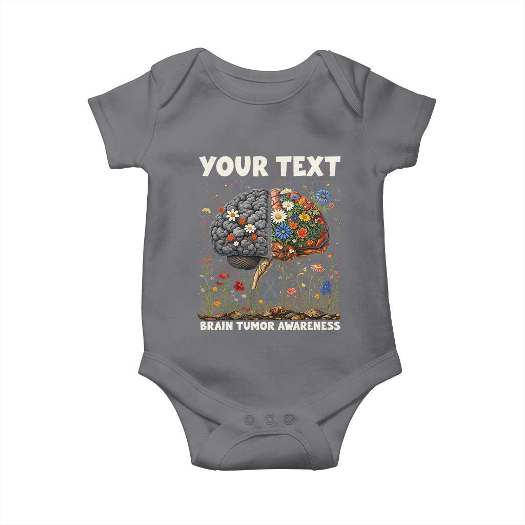 Personalized Brain Tumor Warrior Baby Onesie Custom Name Gray Ribbon Brain Cancer Awareness TS10 Charcoal Print Your Wear