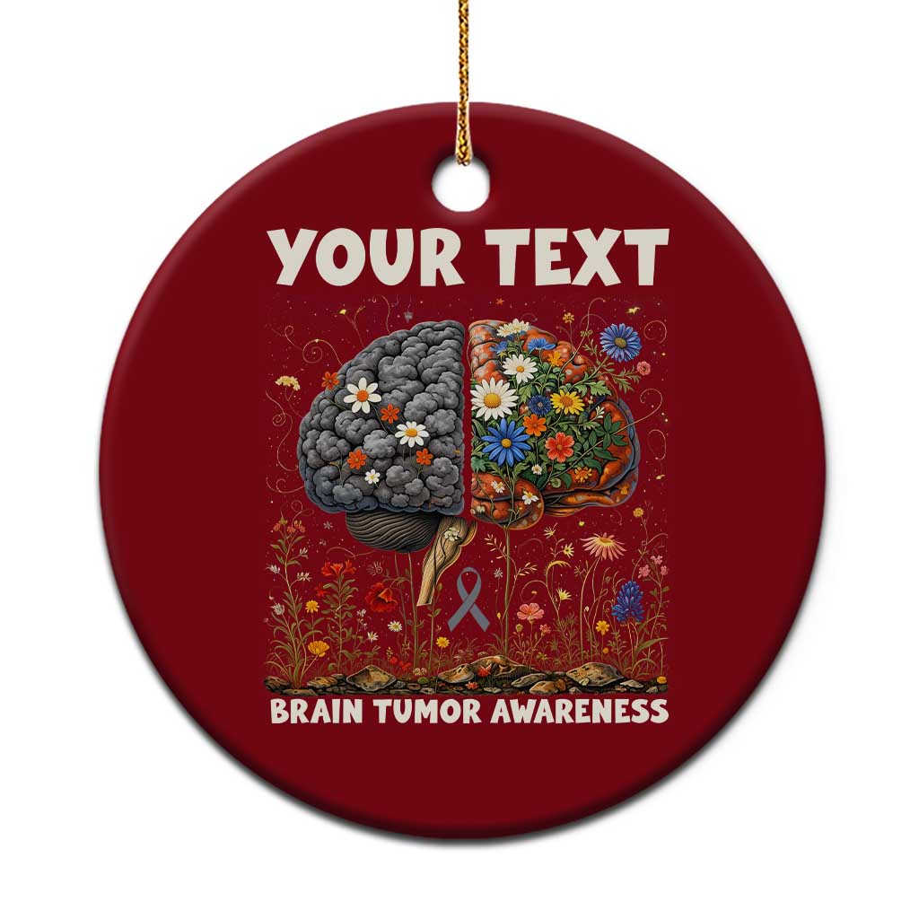 Personalized Brain Tumor Warrior Ceramic Ornament Custom Name Gray Ribbon Brain Cancer Awareness TS10 1pc Red Print Your Wear