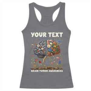 Personalized Brain Tumor Warrior Racerback Tank Top Custom Name Gray Ribbon Brain Cancer Awareness TS10 Charcoal Print Your Wear