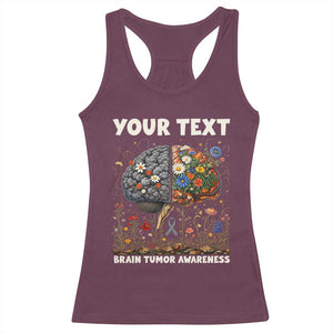 Personalized Brain Tumor Warrior Racerback Tank Top Custom Name Gray Ribbon Brain Cancer Awareness TS10 Maroon Print Your Wear