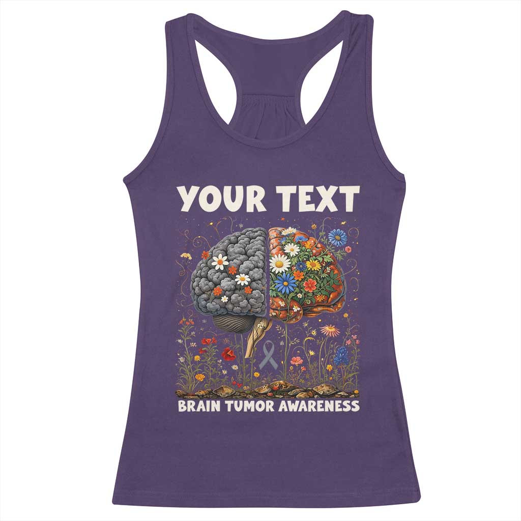 Personalized Brain Tumor Warrior Racerback Tank Top Custom Name Gray Ribbon Brain Cancer Awareness TS10 Purple Print Your Wear