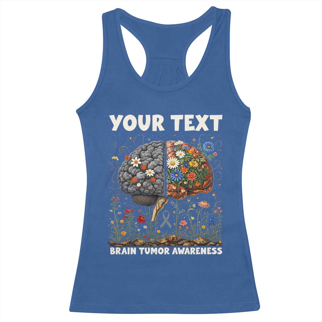 Personalized Brain Tumor Warrior Racerback Tank Top Custom Name Gray Ribbon Brain Cancer Awareness TS10 Royal Blue Print Your Wear