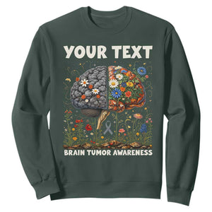Personalized Brain Tumor Warrior Sweatshirt Custom Name Gray Ribbon Brain Cancer Awareness TS10 Dark Forest Green Print Your Wear