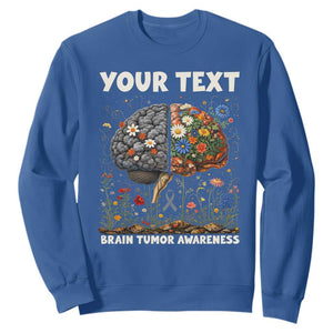 Personalized Brain Tumor Warrior Sweatshirt Custom Name Gray Ribbon Brain Cancer Awareness TS10 Royal Blue Print Your Wear