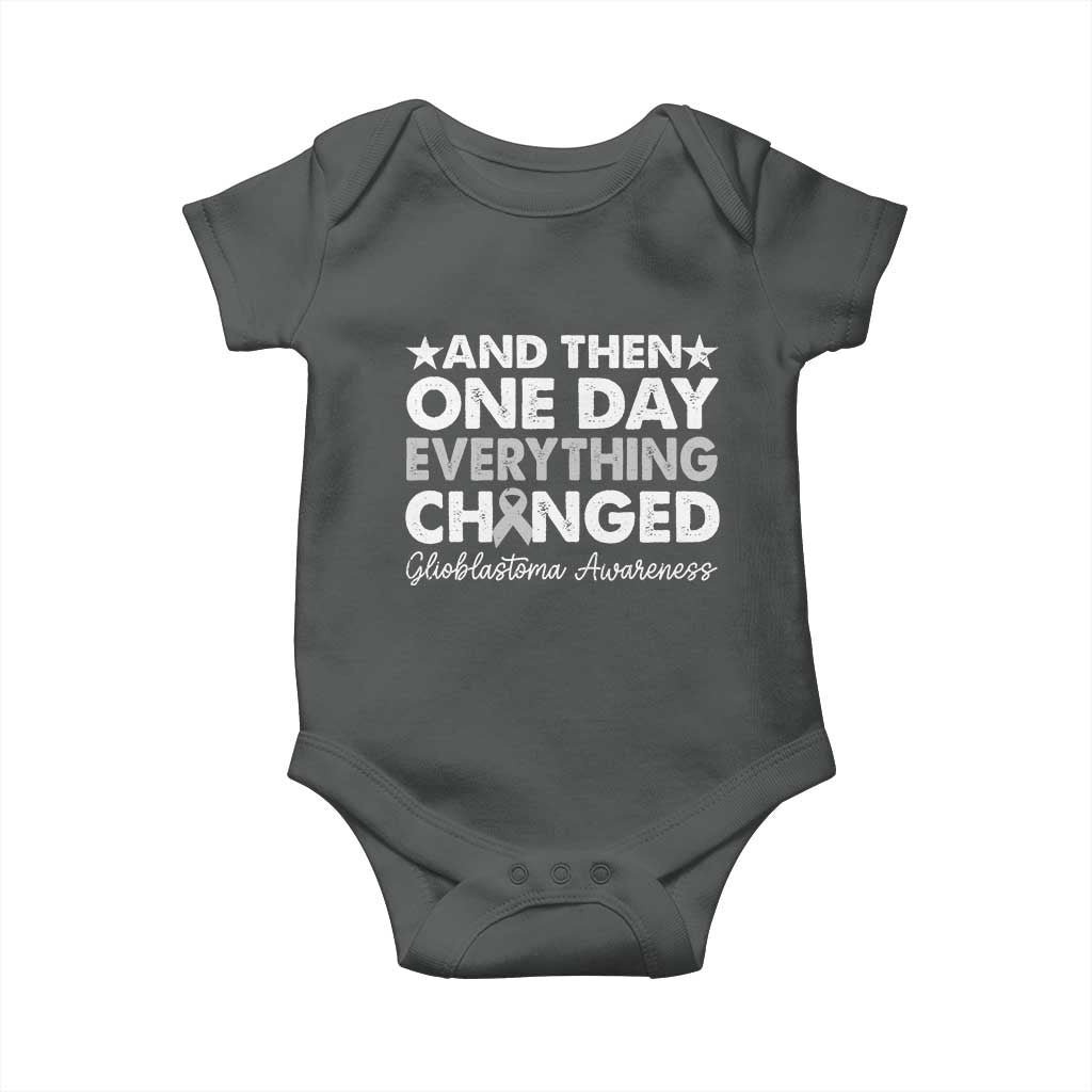 Glioblastoma Awareness Baby Onesie Retro Fight Brain Tumor Cure Gray Ribbon TS10 Dark Heather Print Your Wear