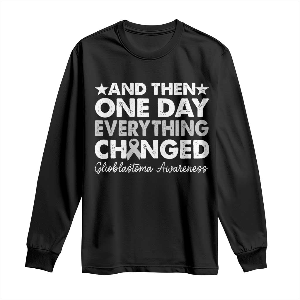 Glioblastoma Awareness Long Sleeve Shirt Retro Fight Brain Tumor Cure Gray Ribbon TS10 Black Print Your Wear