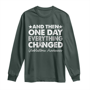 Glioblastoma Awareness Long Sleeve Shirt Retro Fight Brain Tumor Cure Gray Ribbon TS10 Dark Forest Green Print Your Wear