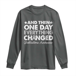 Glioblastoma Awareness Long Sleeve Shirt Retro Fight Brain Tumor Cure Gray Ribbon TS10 Dark Heather Print Your Wear