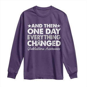 Glioblastoma Awareness Long Sleeve Shirt Retro Fight Brain Tumor Cure Gray Ribbon TS10 Purple Print Your Wear