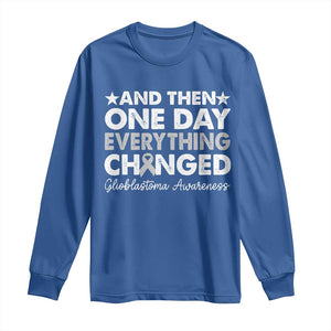 Glioblastoma Awareness Long Sleeve Shirt Retro Fight Brain Tumor Cure Gray Ribbon TS10 Royal Blue Print Your Wear