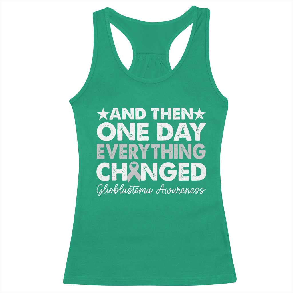 Glioblastoma Awareness Racerback Tank Top Retro Fight Brain Tumor Cure Gray Ribbon TS10 Irish Green Print Your Wear