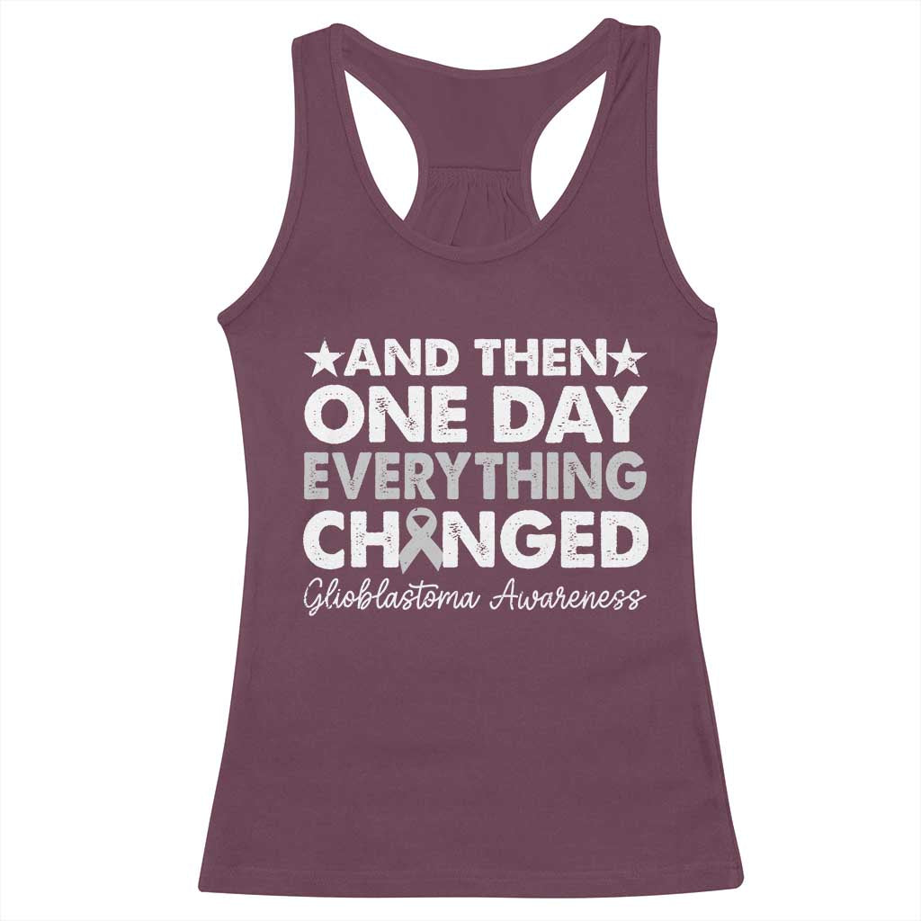Glioblastoma Awareness Racerback Tank Top Retro Fight Brain Tumor Cure Gray Ribbon TS10 Maroon Print Your Wear