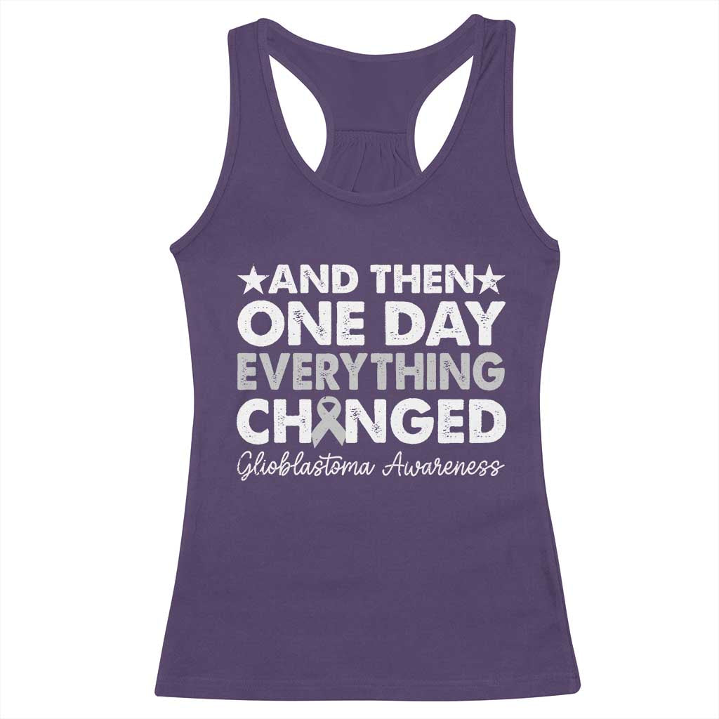Glioblastoma Awareness Racerback Tank Top Retro Fight Brain Tumor Cure Gray Ribbon TS10 Purple Print Your Wear