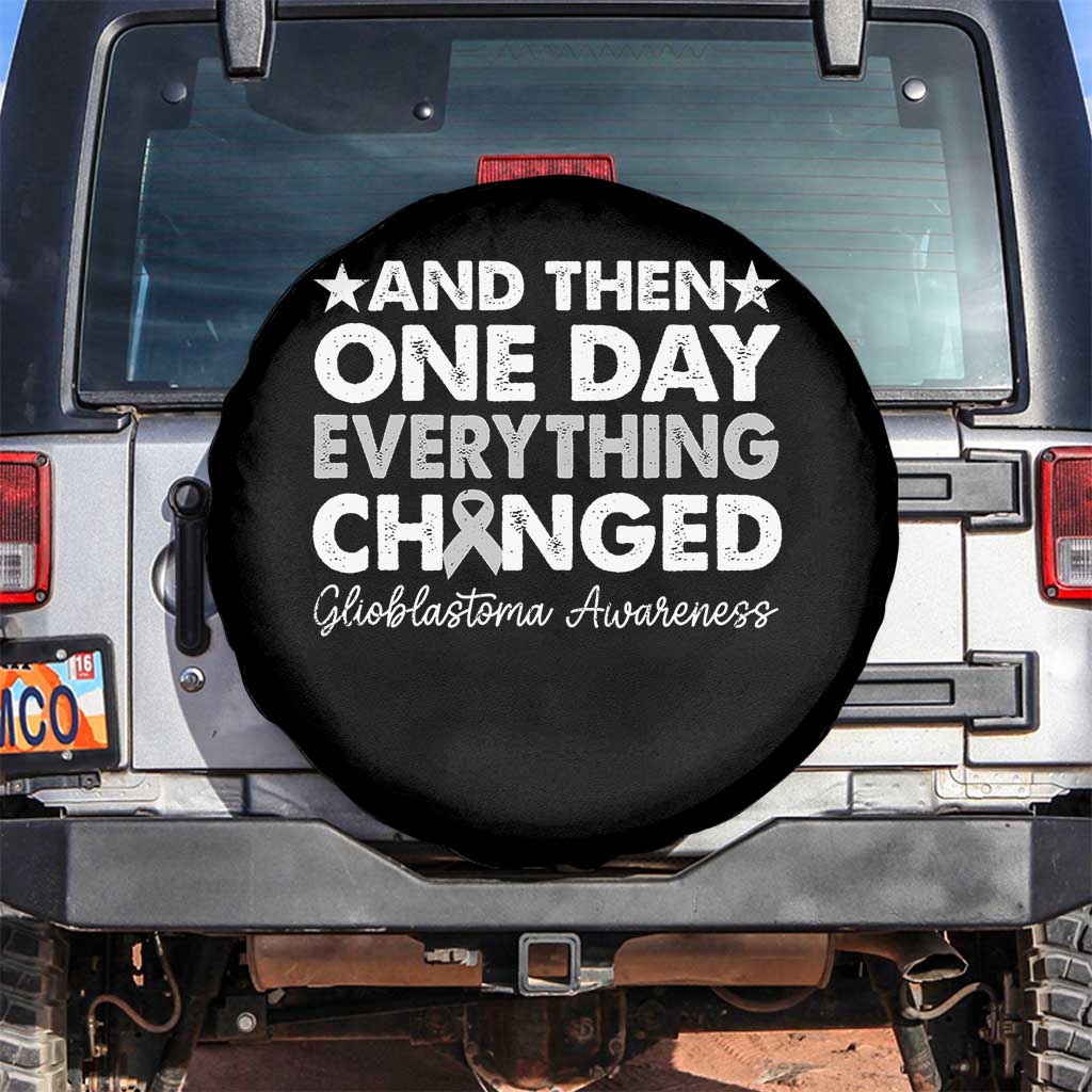 Glioblastoma Awareness Spare Tire Cover Retro Fight Brain Tumor Cure Gray Ribbon TS10 No hole Black Print Your Wear