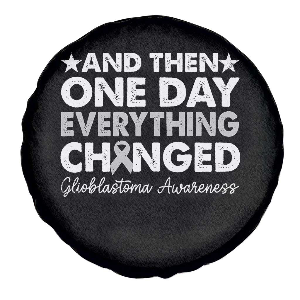 Glioblastoma Awareness Spare Tire Cover Retro Fight Brain Tumor Cure Gray Ribbon TS10 Print Your Wear