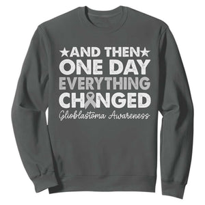 Glioblastoma Awareness Sweatshirt Retro Fight Brain Tumor Cure Gray Ribbon TS10 Dark Heather Print Your Wear