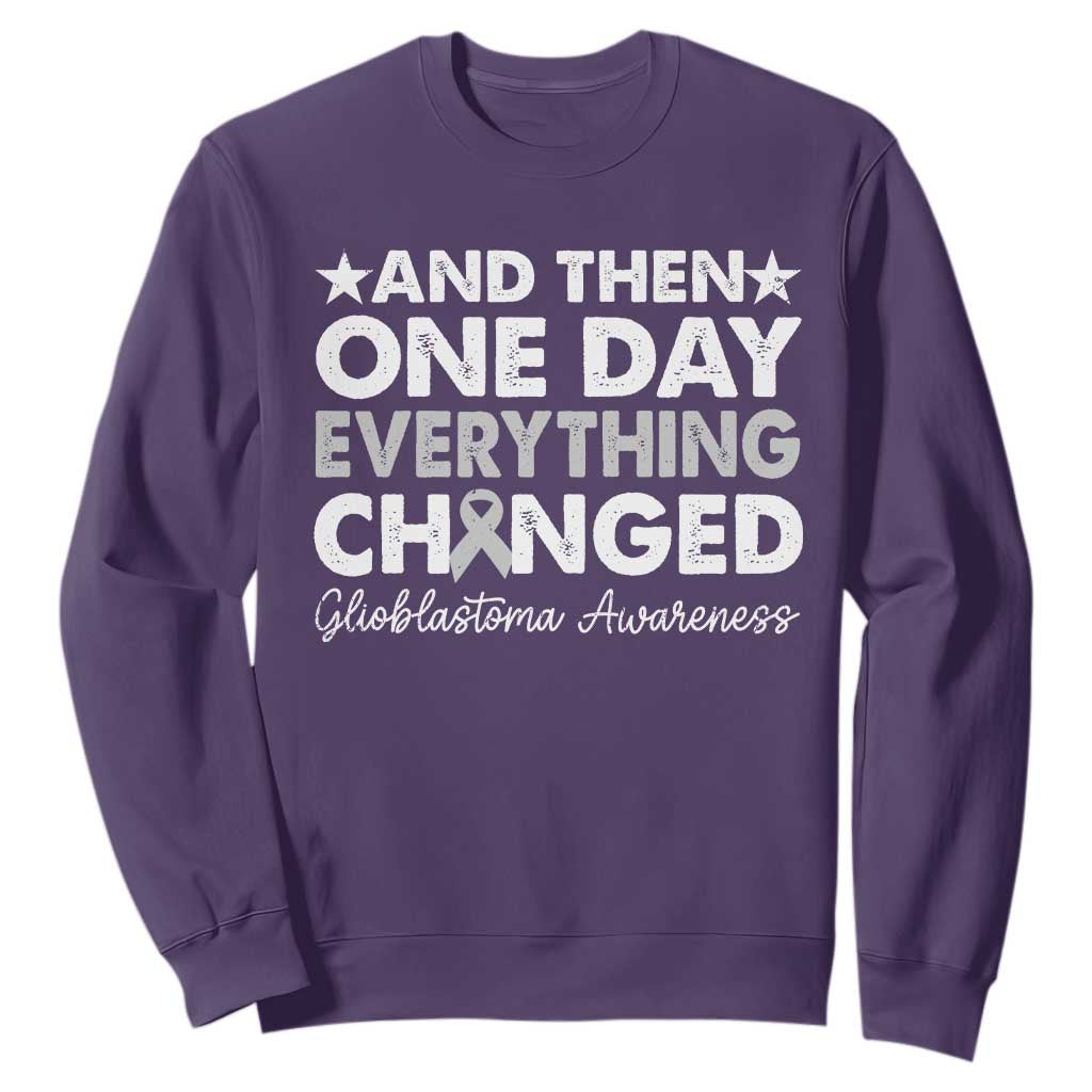 Glioblastoma Awareness Sweatshirt Retro Fight Brain Tumor Cure Gray Ribbon TS10 Purple Print Your Wear