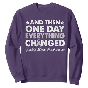 Glioblastoma Awareness Sweatshirt Retro Fight Brain Tumor Cure Gray Ribbon TS10 Purple Print Your Wear